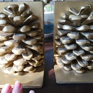 Gold pinecone book ends
